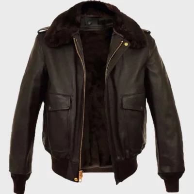 Mens Brown Leather Flight Jacket